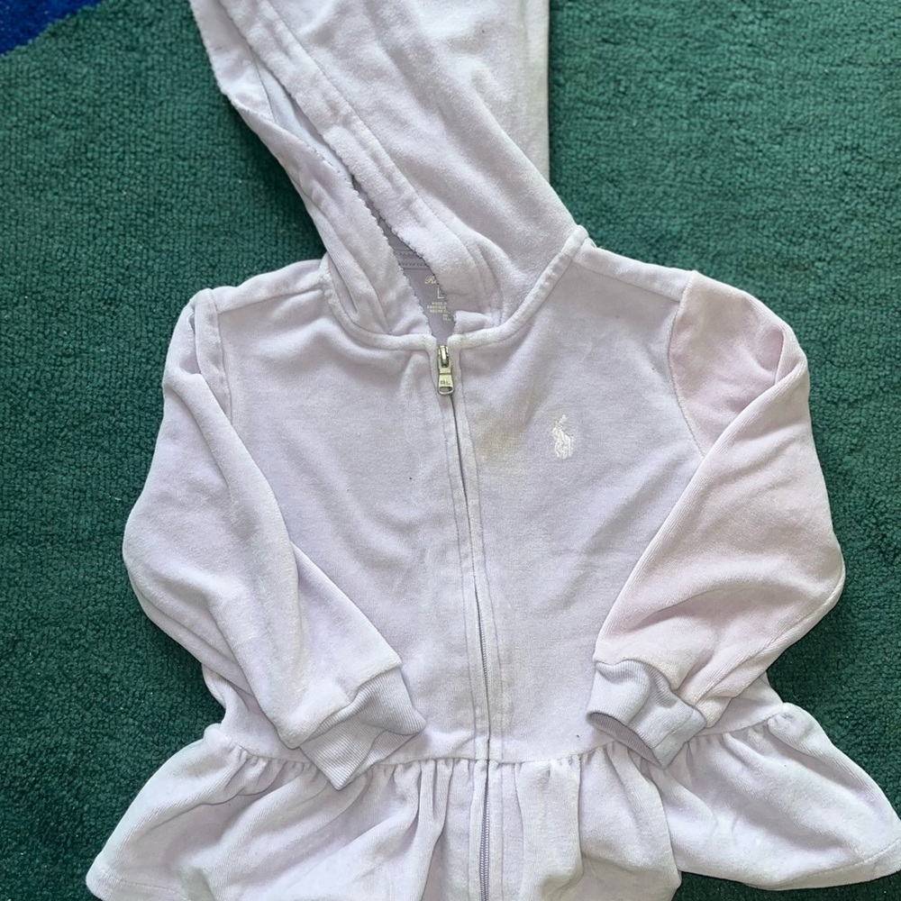 Ralph Lauren Light lavender Hooded Peplum Zip-Up Sweatshirt for Kids